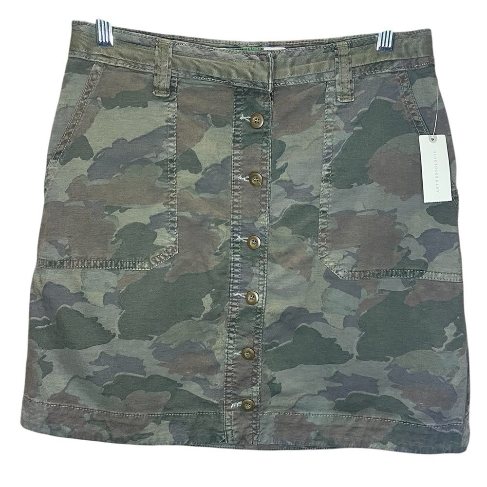 Anthropologie Camo Button Front Skirt - Picture 2 of 9